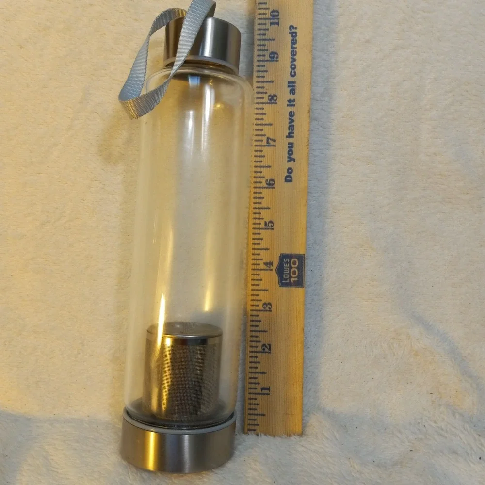 Tea Infuser Bottle Glass Water Bottle w/ Stainless Filter And 16oz travel